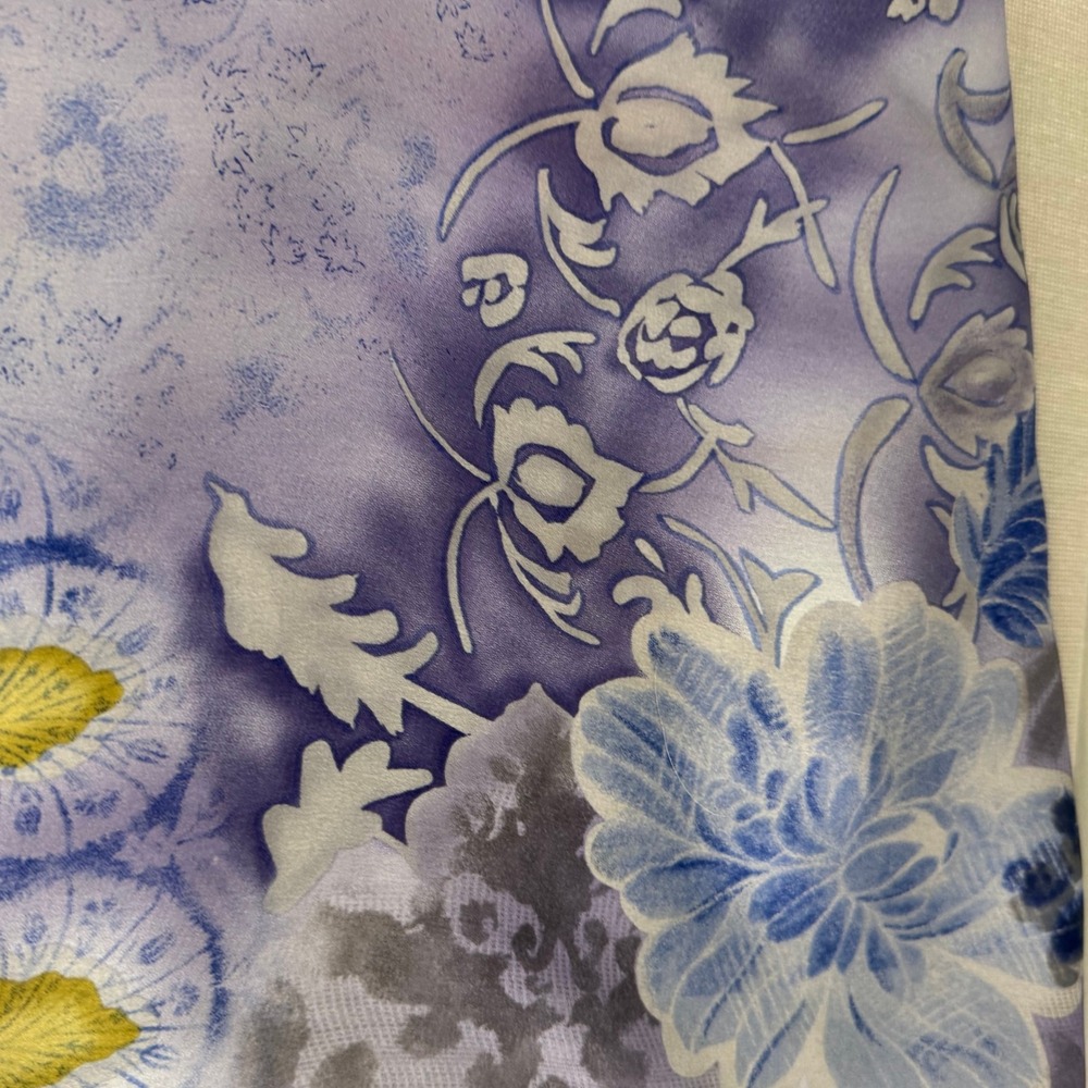 Silk Scarf Blue/Purple floral - Picture 4 of 6